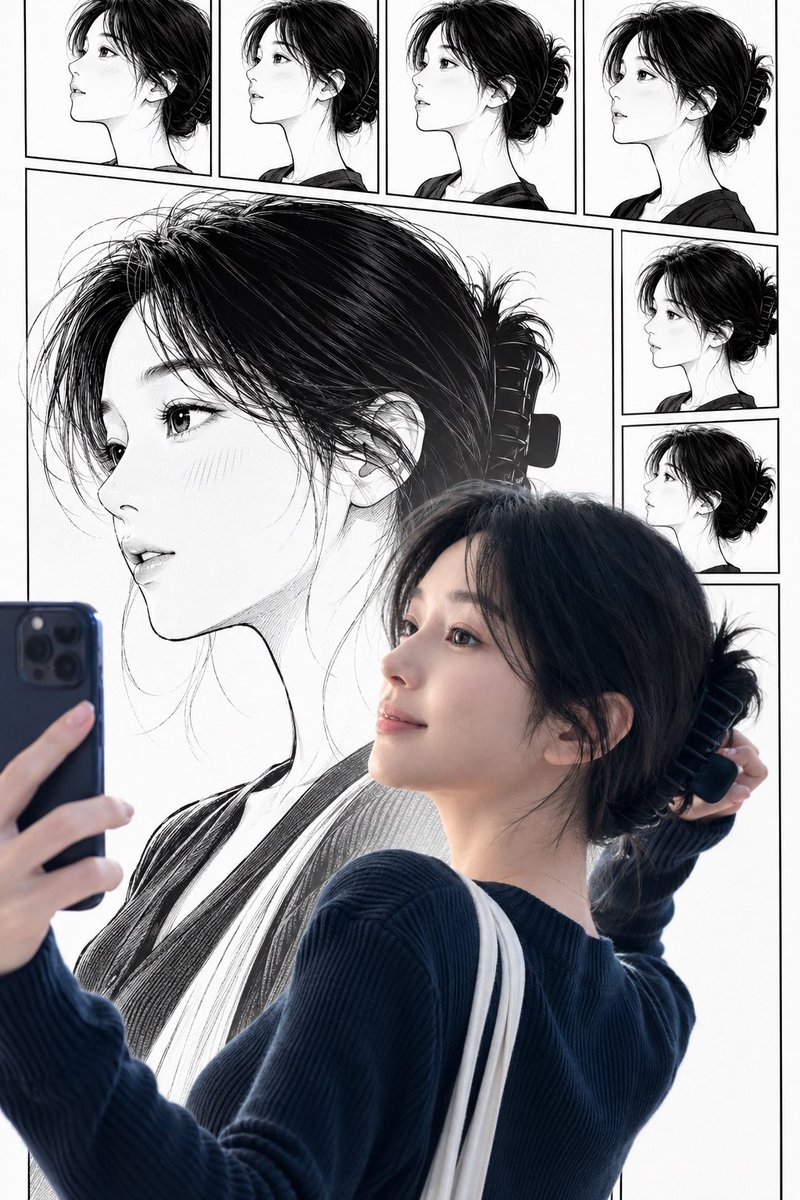 Real Woman with Manga Counterpart Selfie preview image 2