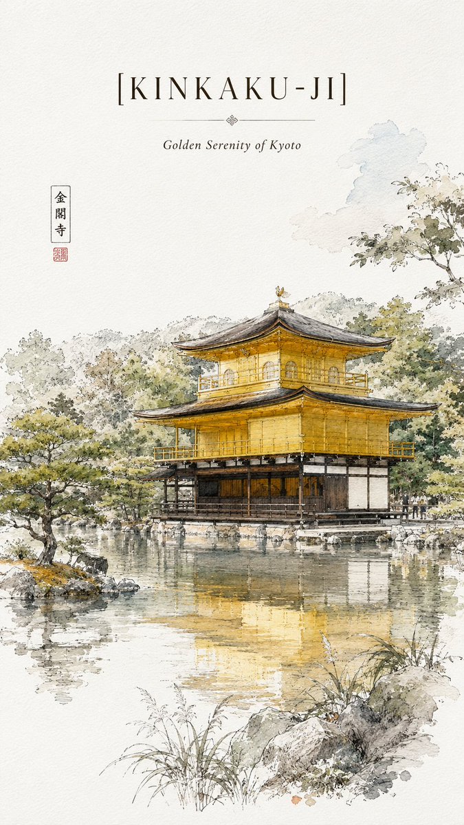 Kinkaku-ji Travel Sketch Poster preview image 2