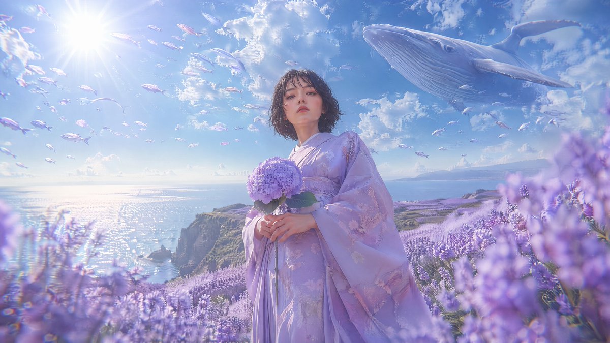 Surreal Low-Angle Floral Portrait preview image 2