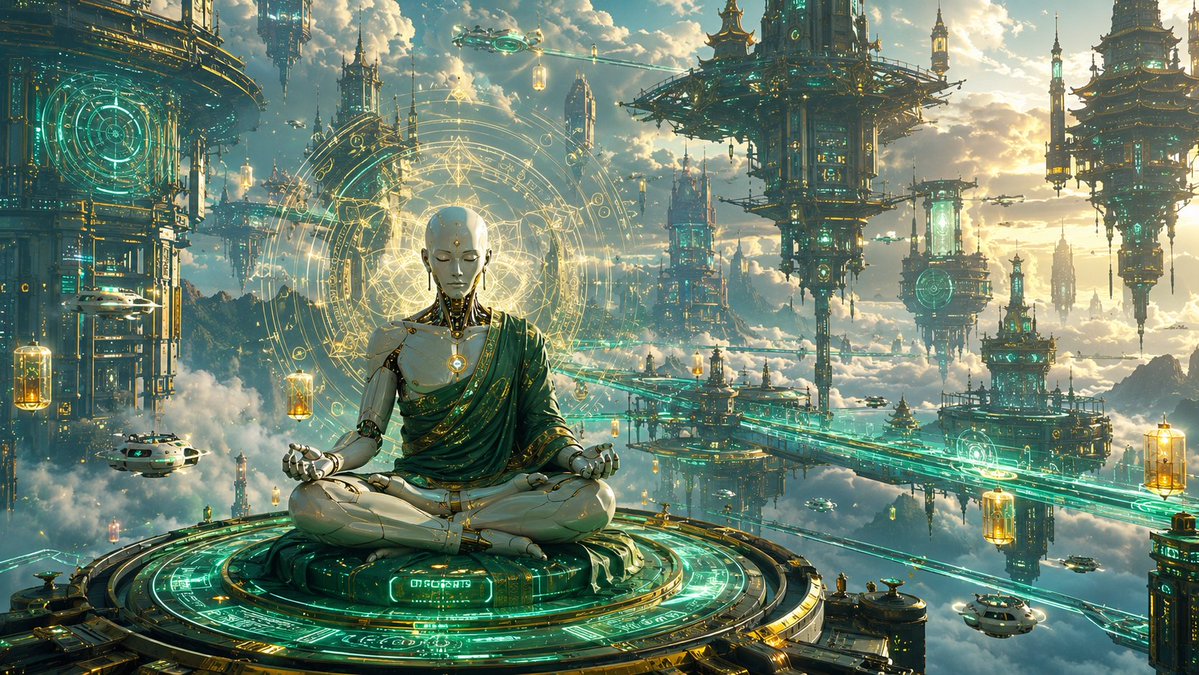 Cyberpunk Android Monk Sky City preview image 1