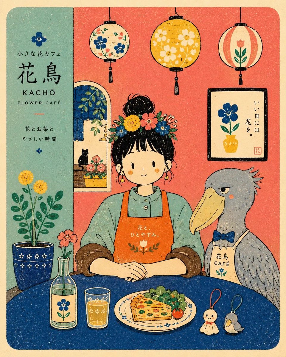 Risograph 风格咖啡馆插画 - 1 preview image 3