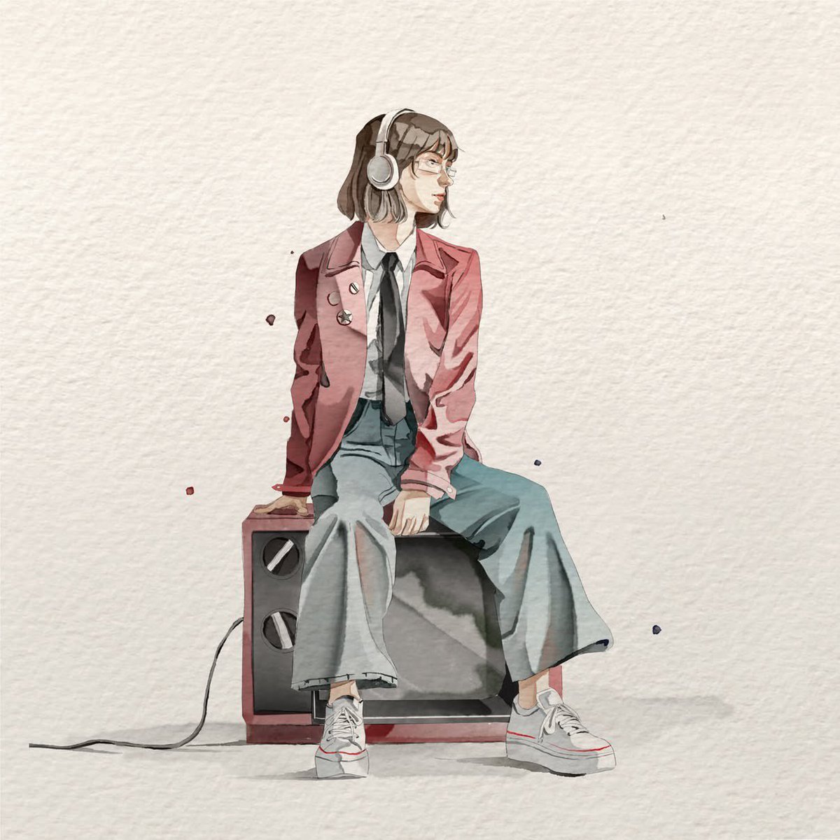 女人用望远镜的水彩插图 - 1 preview image 2