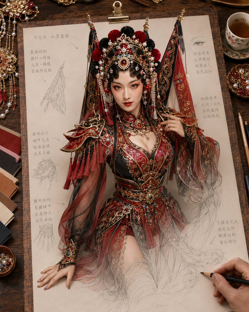 Traditional Chinese Opera Setup Sketch - 1 preview image 2
