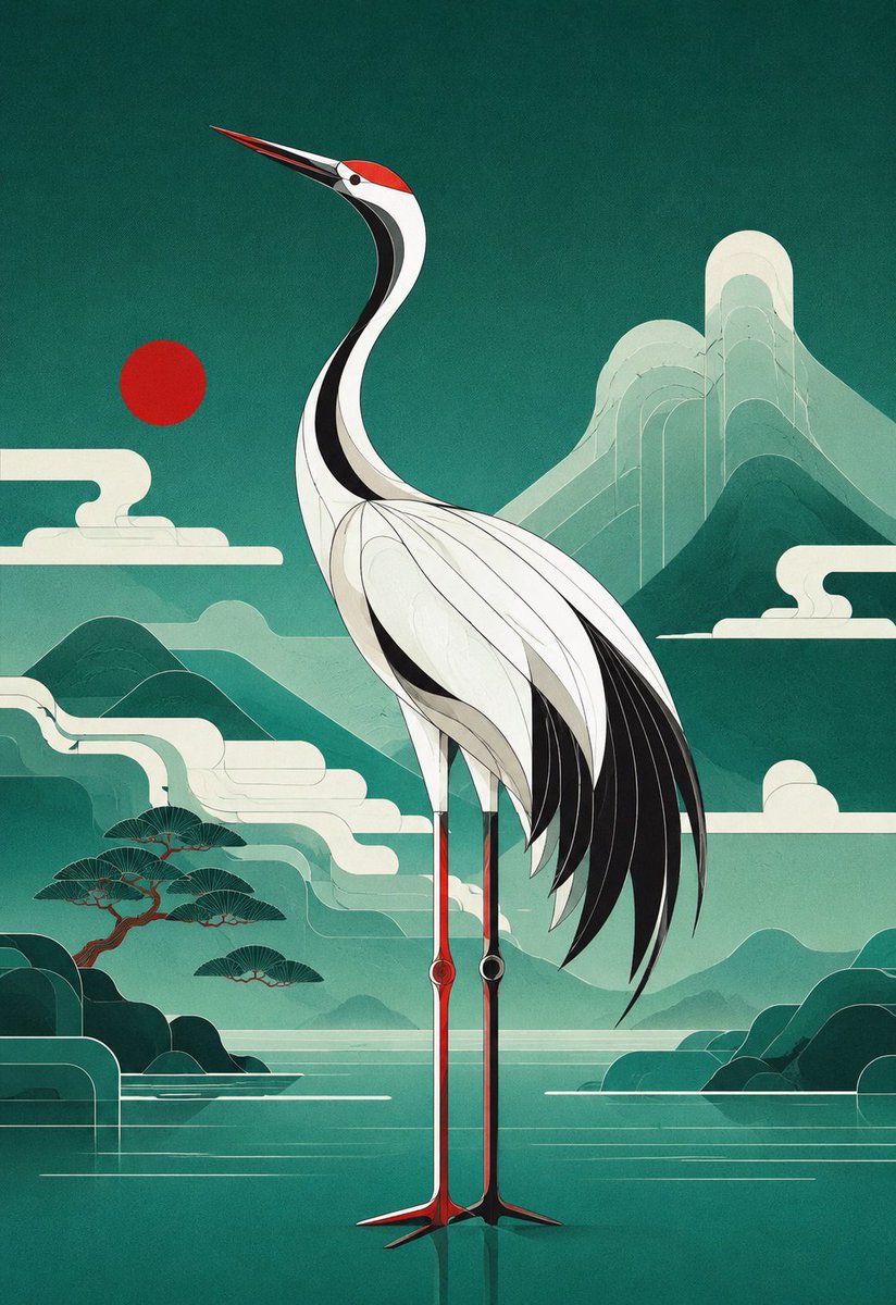 几何丹顶鹤海报 preview image 1