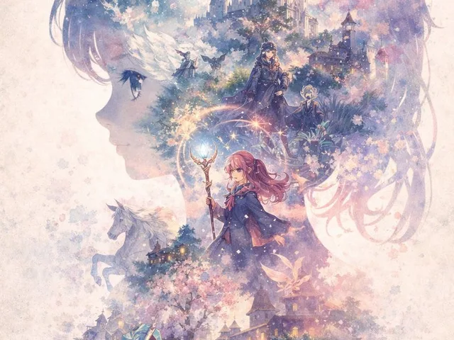 Watercolor Double-Exposure Fantasy Silhouette preview image 1
