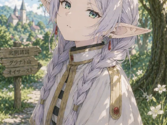 Anime Elf Girl on Forest Path preview image 1
