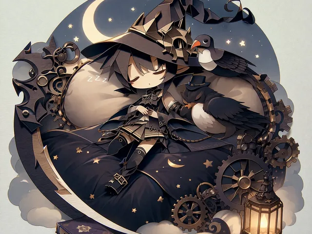 Steampunk Chibi Witch Sticker Illustration preview image 1