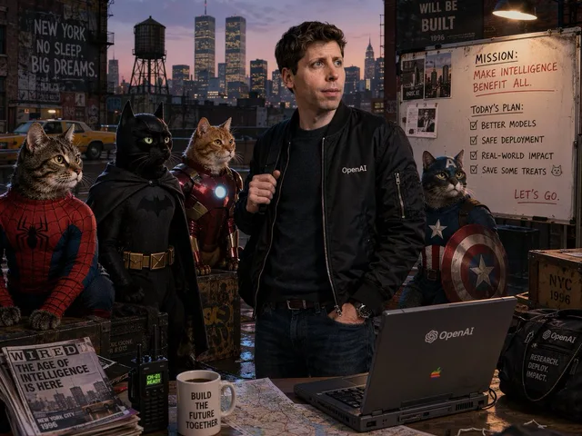 Retro Tech CEO with Superhero Cats preview image 1