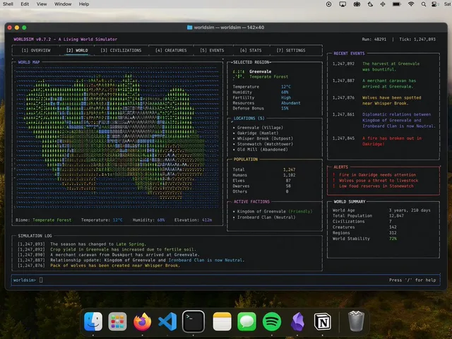 Mac Terminal World Sim UI preview image 1