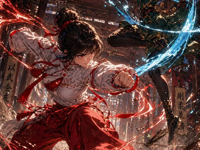 Anime Martial Arts Duel in Dojo preview image 1