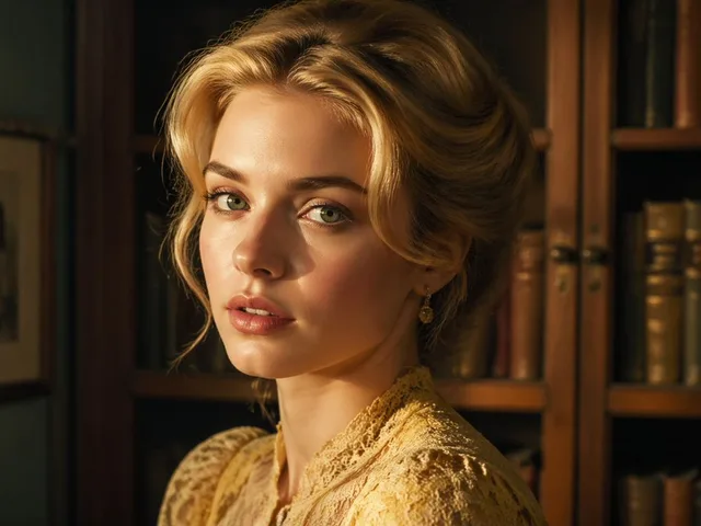 Cinematic Woman in Vintage Library preview image 1