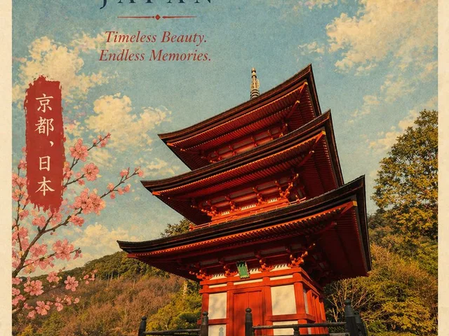 Vintage Kyoto Travel Poster preview image 1