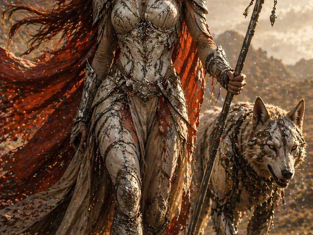 Epic Fantasy Warrior and Wolf preview image 1
