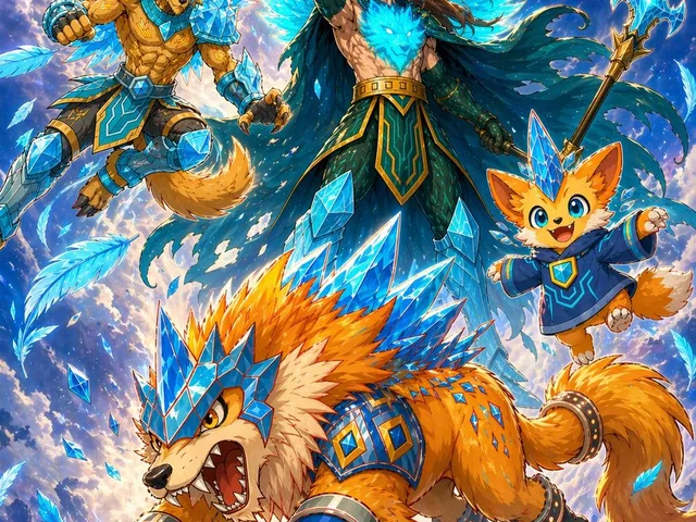 Epic Anime Warrior with Crystal Wolf Companions preview image 1