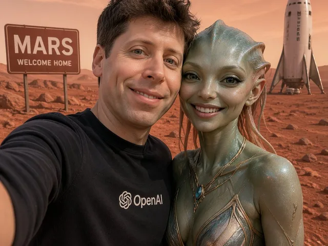 Mars Selfie With Alien and Rocket preview image 1