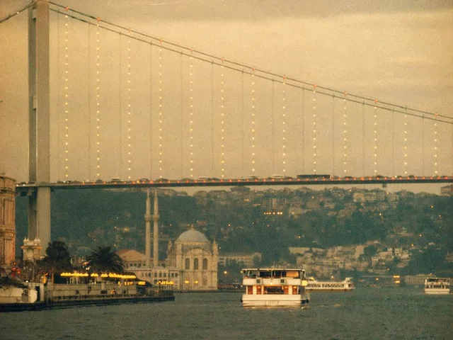 Vintage Bosphorus Bridge Ferry Scene preview image 1