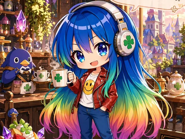 Magical Chibi Cafe Mascot at Sunrise preview image 1