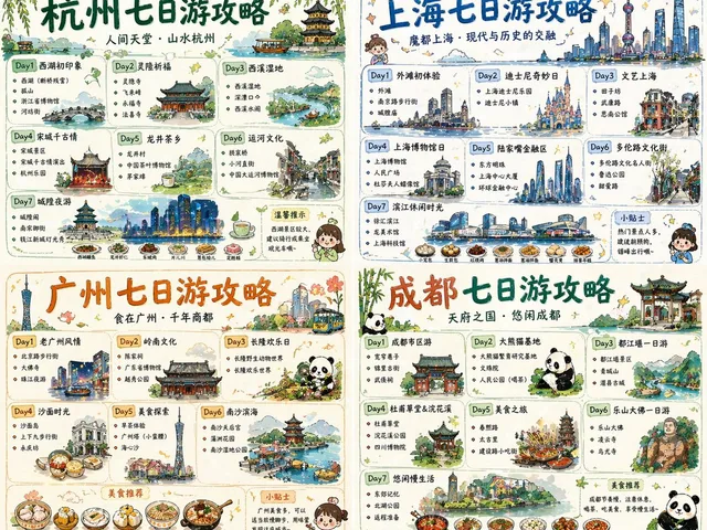 Four-City Chinese Travel Guide Poster Set preview image 1