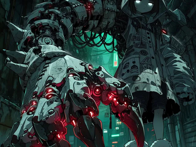 Cyberpunk Girl with Giant Mech Claw preview image 1