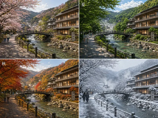 Japanese Onsen Town in Four Seasons preview image 1