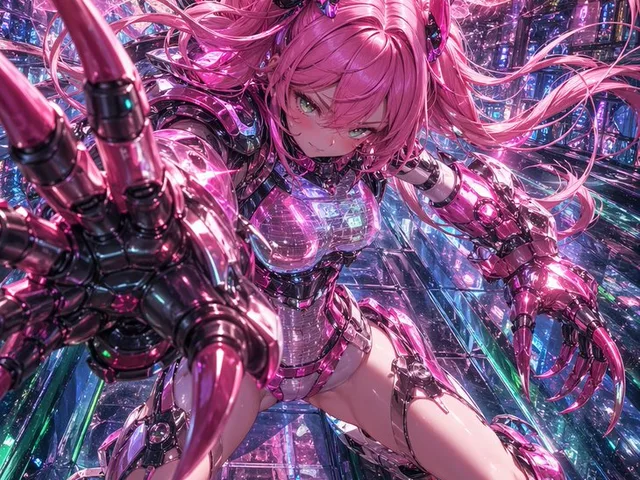Cyberpunk Pink Mecha Angel Girl preview image 1