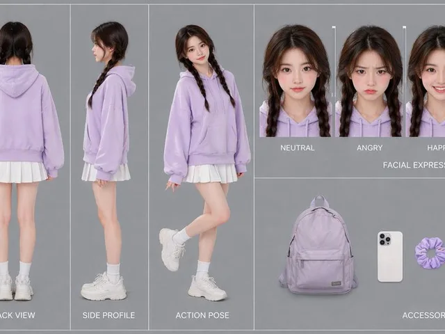 Pastel Teen Character Design Sheet preview image 1