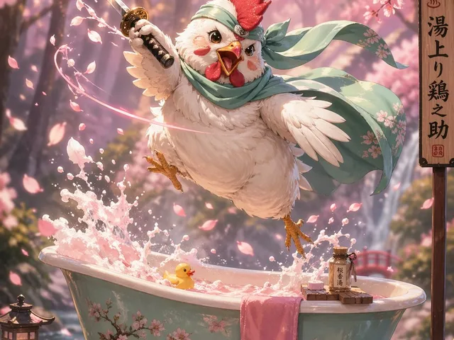 Samurai Chicken Bathtime Portrait preview image 1