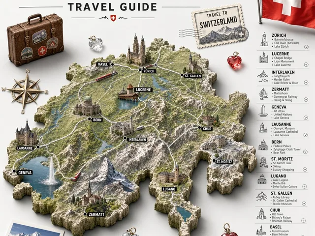 Swiss Travel Guide Relief Map Poster preview image 1