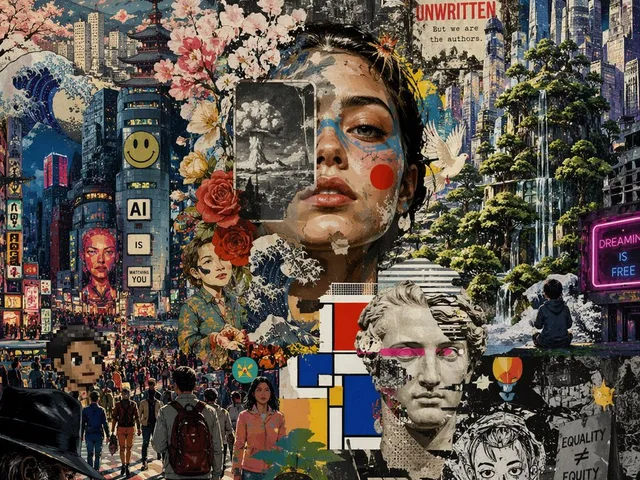 Surreal Futurist Japanese Collage Poster preview image 1