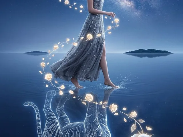 Moonlit Tiger and Rose Fantasy Poster preview image 1