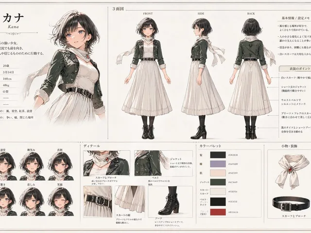 Kana Anime Character Reference Sheet preview image 1