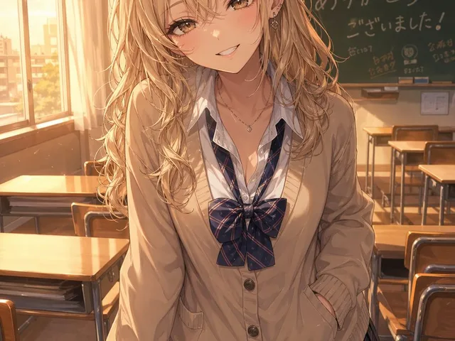 Otaku-Friendly Gyaru in Sunset Classroom preview image 1