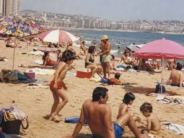 1990s Spanish Beach Family Snapshot preview image 1