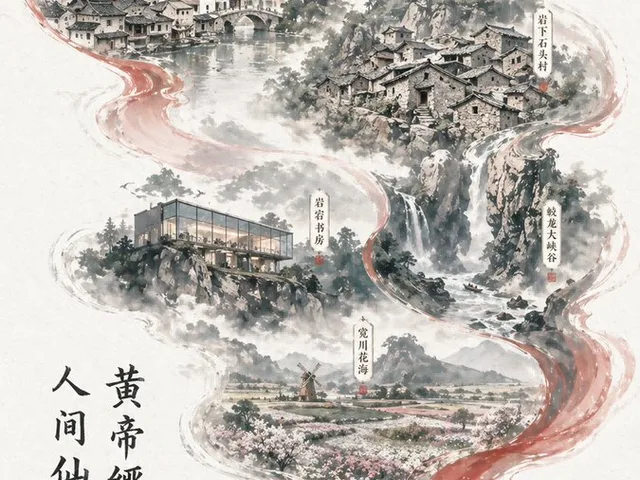 Chinese Ink-Wash Jinyun Travel Poster preview image 1