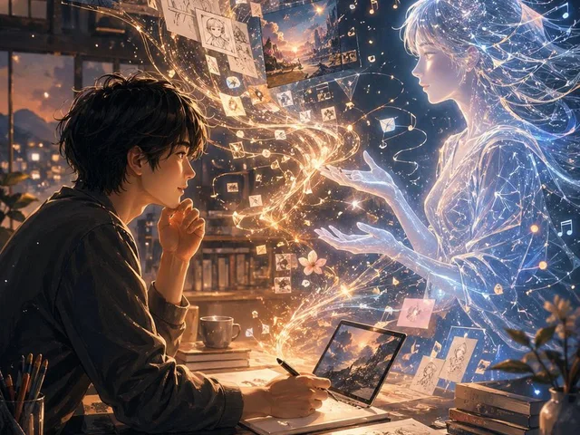Artist and Ethereal Muse at Night preview image 1