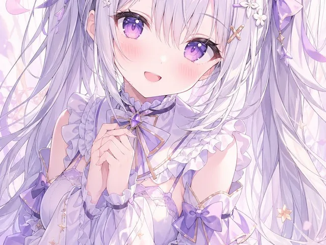 Pastel Lavender Anime Girl Portrait preview image 1