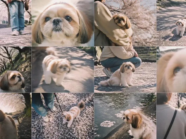 Cherry Blossom Shih Tzu Photo Collage preview image 1