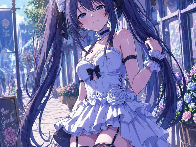 Elegant Anime Girl on a Flower Street preview image 1