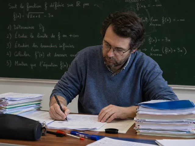 Math Teacher Grading Papers in Classroom preview image 1