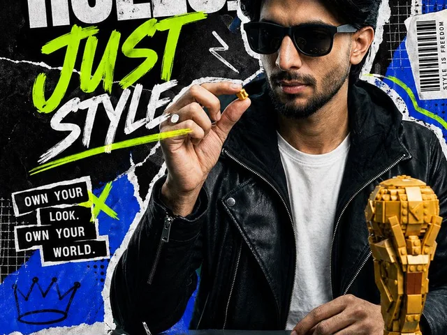 Streetwear Collage Poster With Gold Bricks preview image 1
