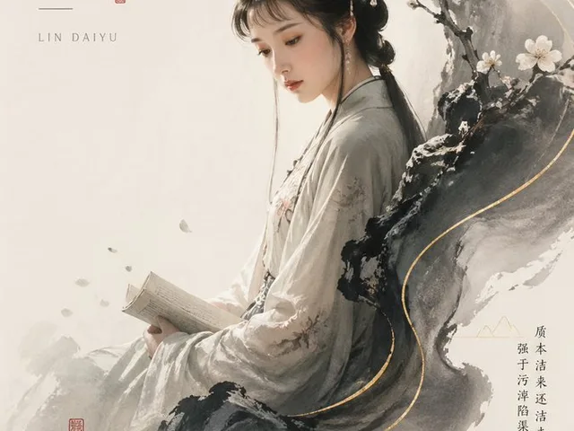 Lin Daiyu Ink-Wash Poster preview image 1