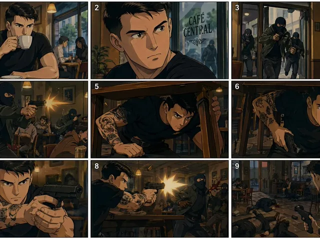 90s Anime Cafe Shootout Storyboard preview image 1