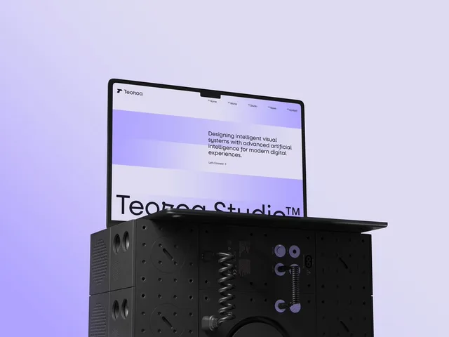 Minimal Laptop on Industrial Pedestal preview image 1