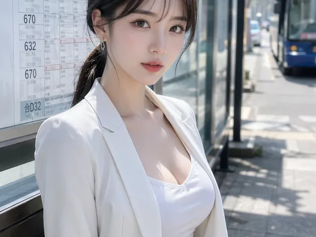 Realistic Woman at Japanese Bus Stop preview image 1