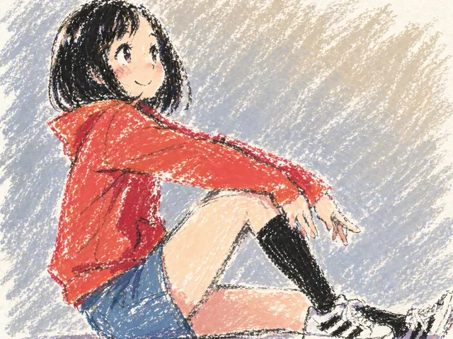 Cute Anime Girl in Oil Pastel preview image 1