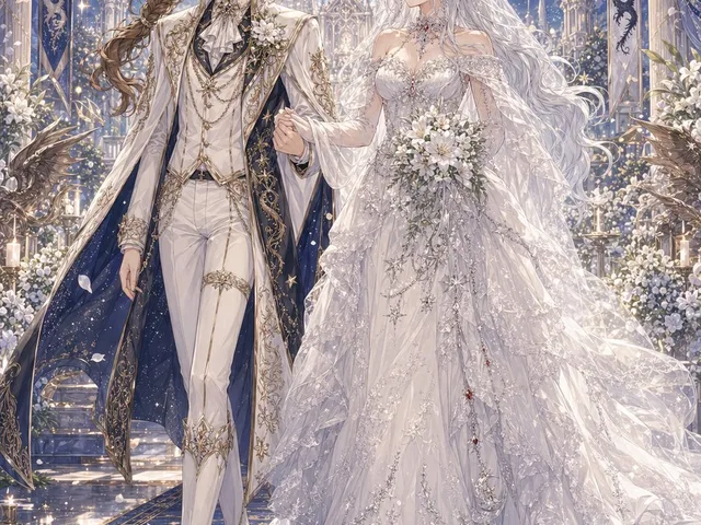 Celestial Yuri Wedding in Moonlit Cathedral preview image 1