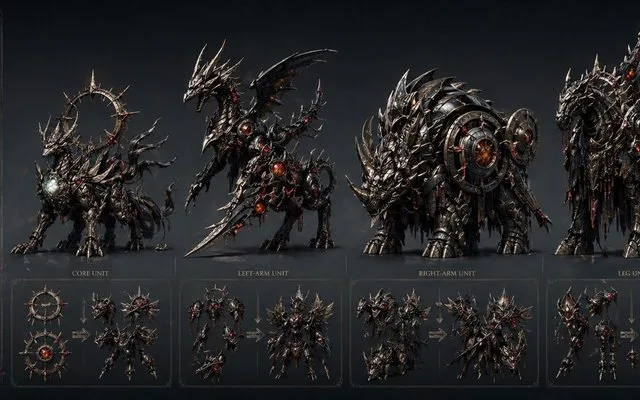 Gothic Combining Mecha Concept Sheet preview image 1