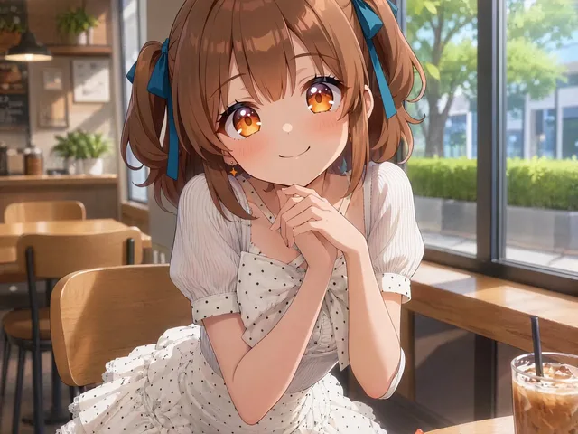 Anime Girl in Sunny Cafe preview image 1