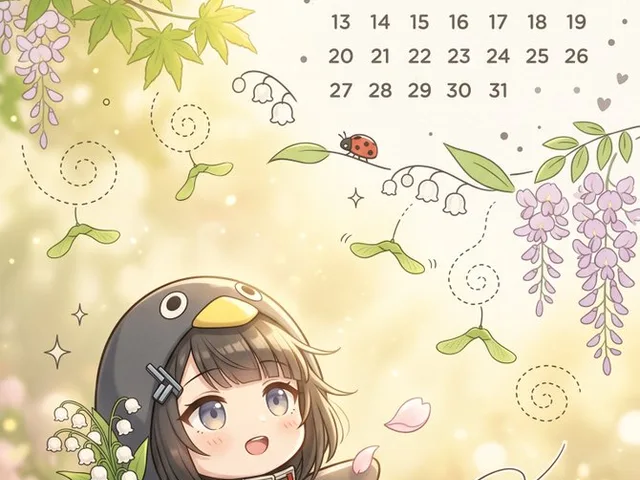 Whimsical May Garden Calendar Wallpaper preview image 1