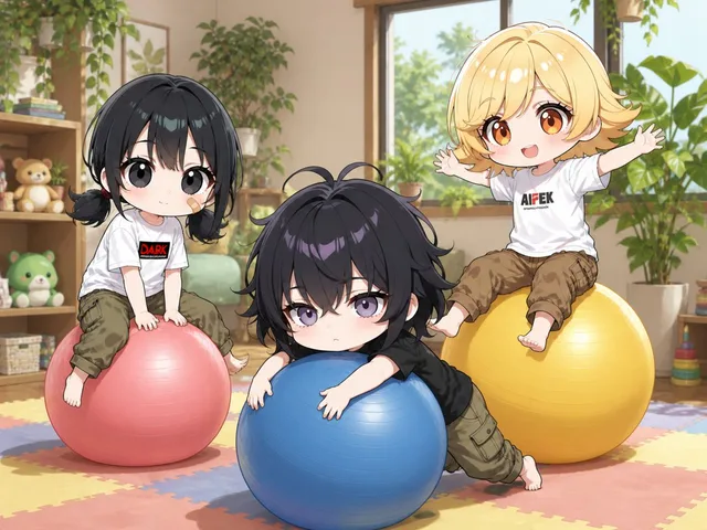 Chibi Kids Playing on Exercise Balls preview image 1
